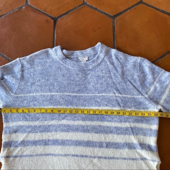 LOFT Lounge Sz Medium Super Soft Sweater Slouchy Oversized Blue Striped - Picture 8 of 8